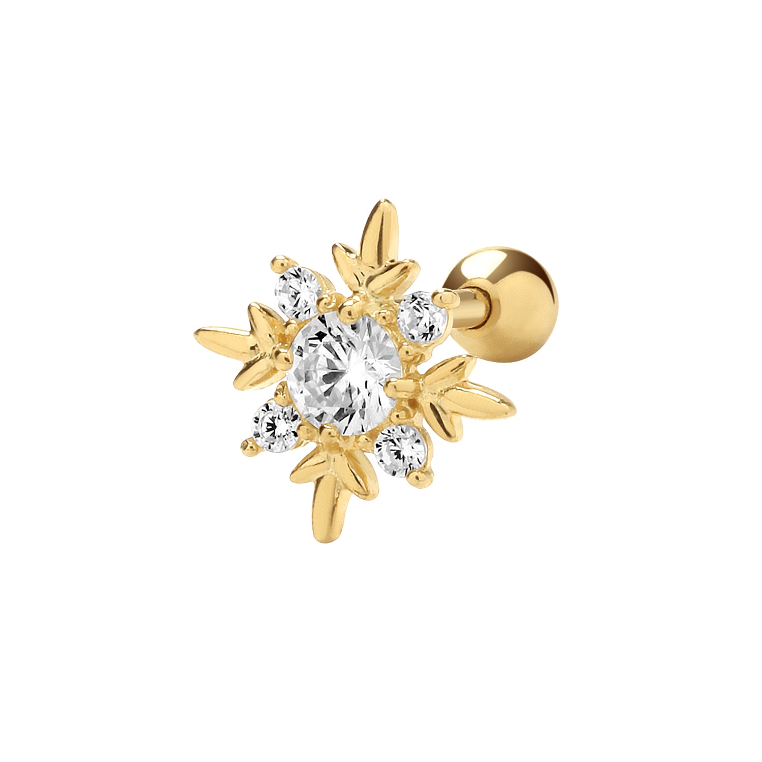 9CT YEL GOLD CZ COMPASS CARTILAGE 6MM POST STUD