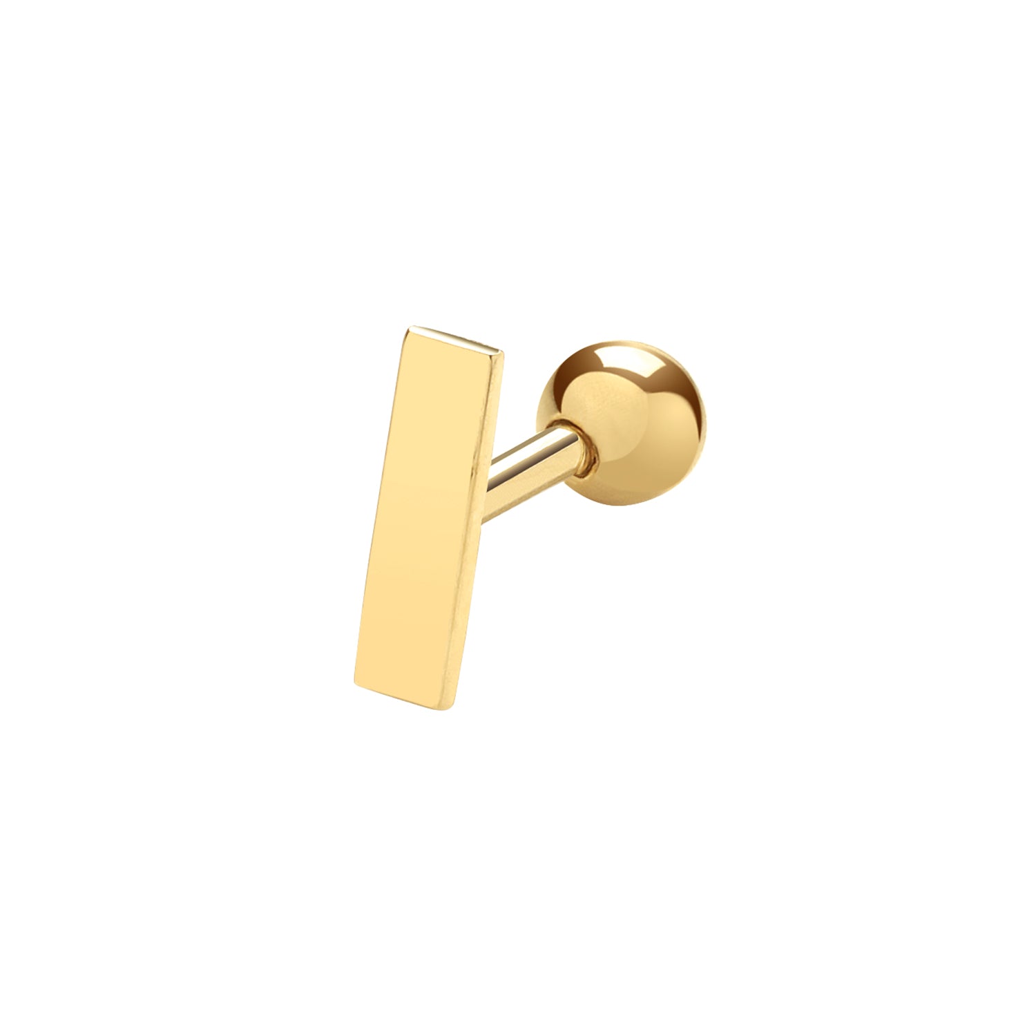 9CT YEL GOLD BAR CARTILAGE 6MM POST STUD