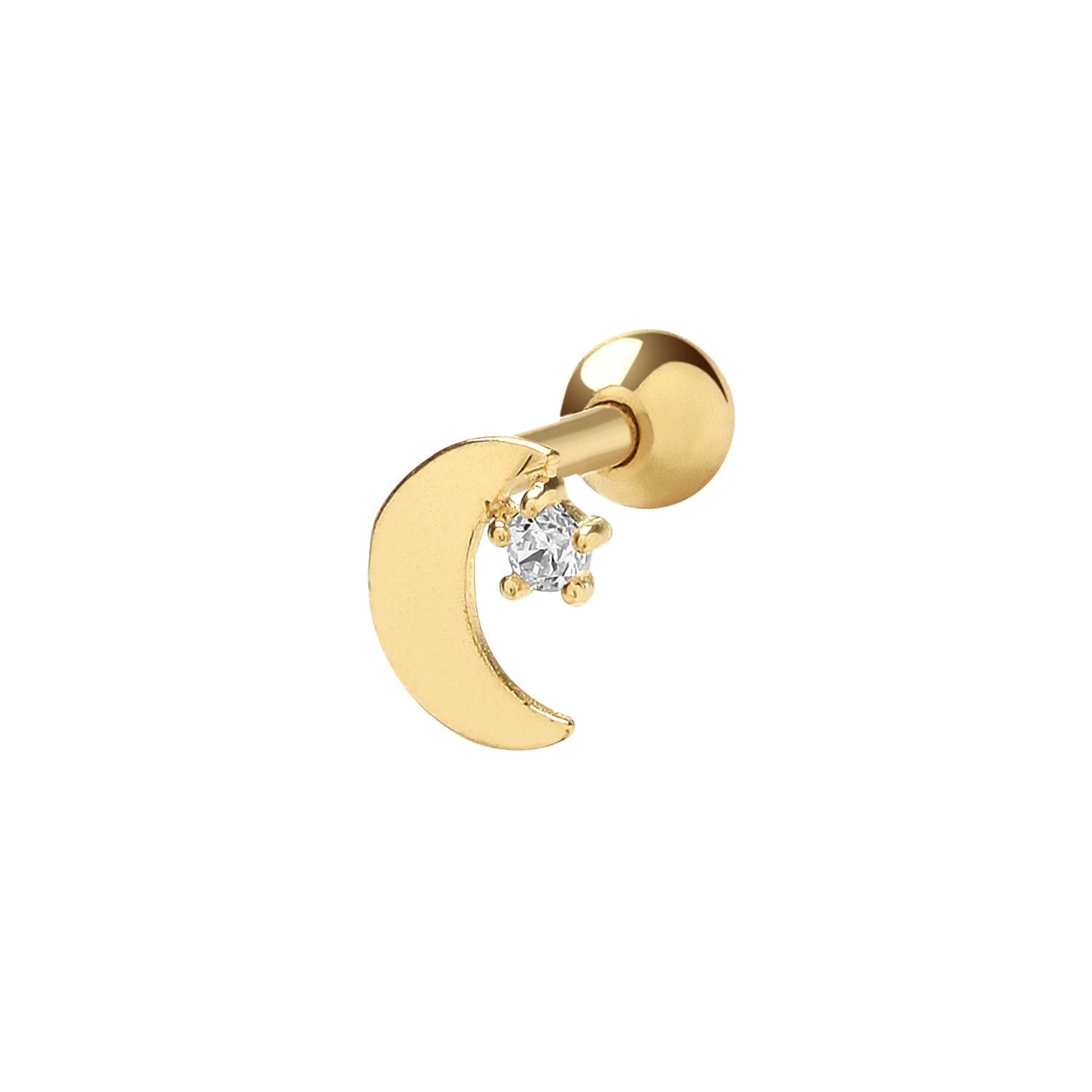 9CT YEL GOLD MOON CARTILAGE 6MM POST STUD
