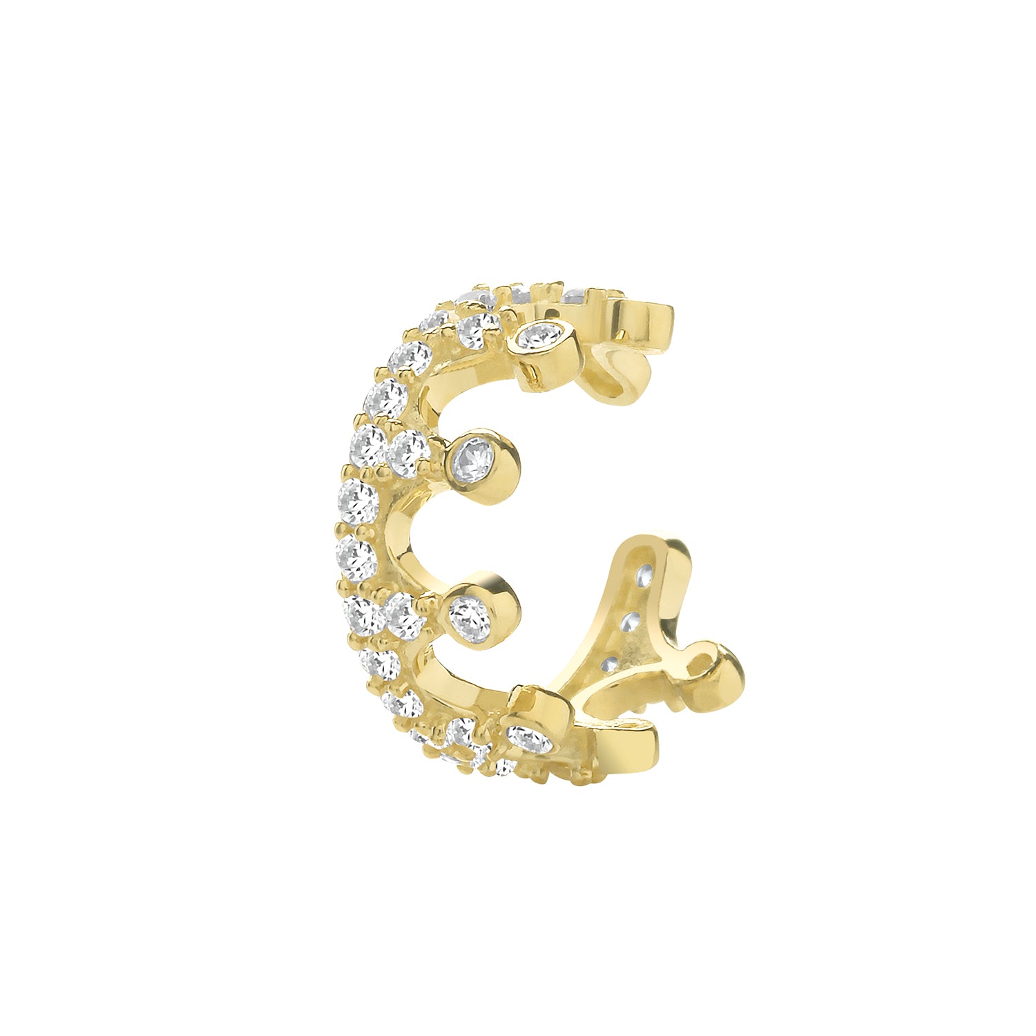 9CT YEL GOLD CZ CROWN EAR CARTILAGE CUFF