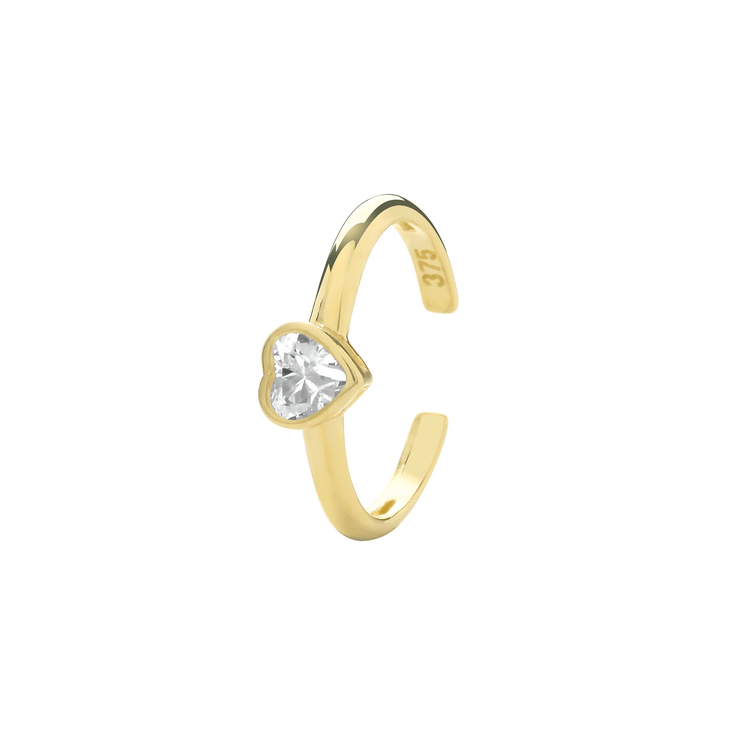 9CT YEL GOLD CZ HEART EAR CARTILAGE CUFF