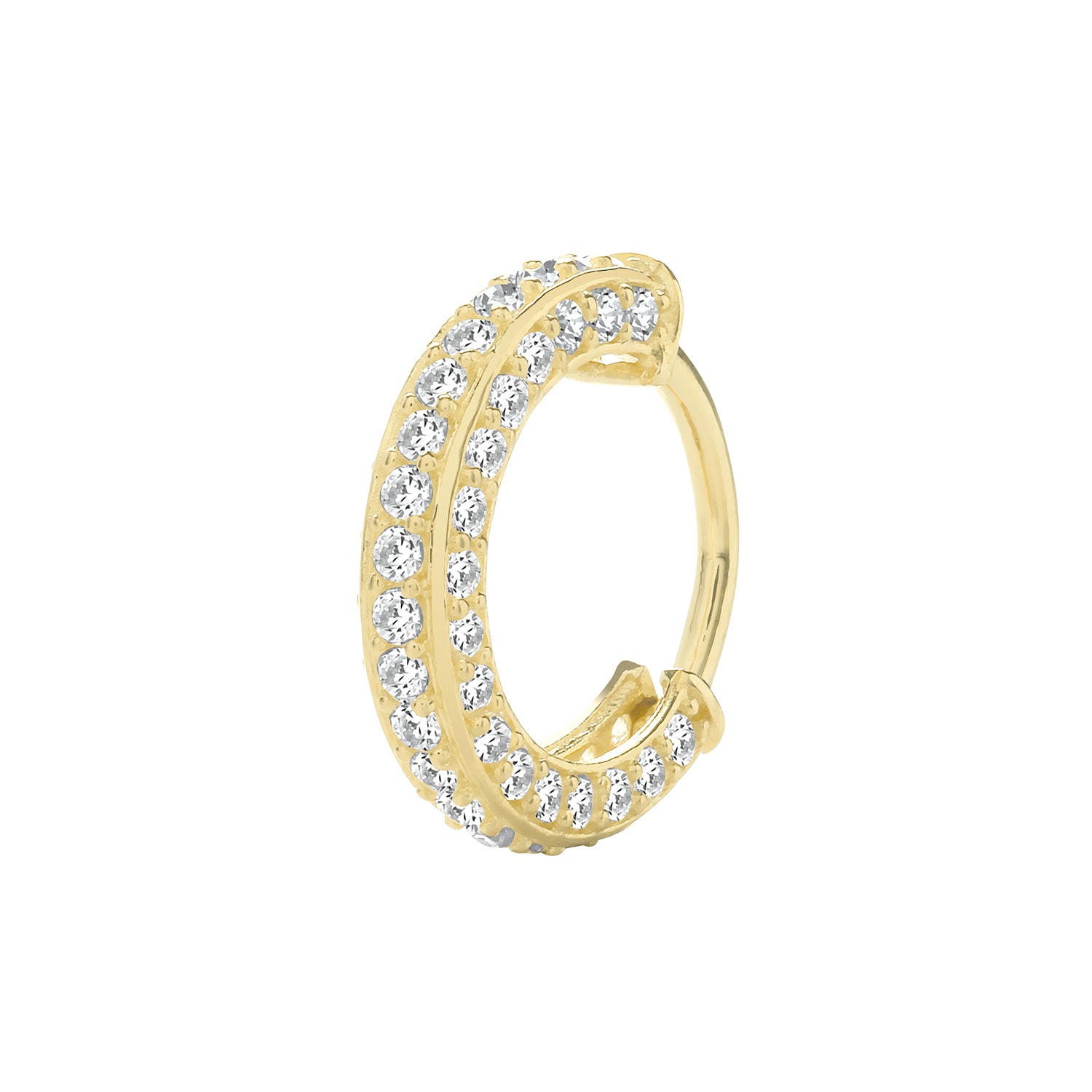9CT YEL GOLD CZ CARTILAGE HOOP EARRING