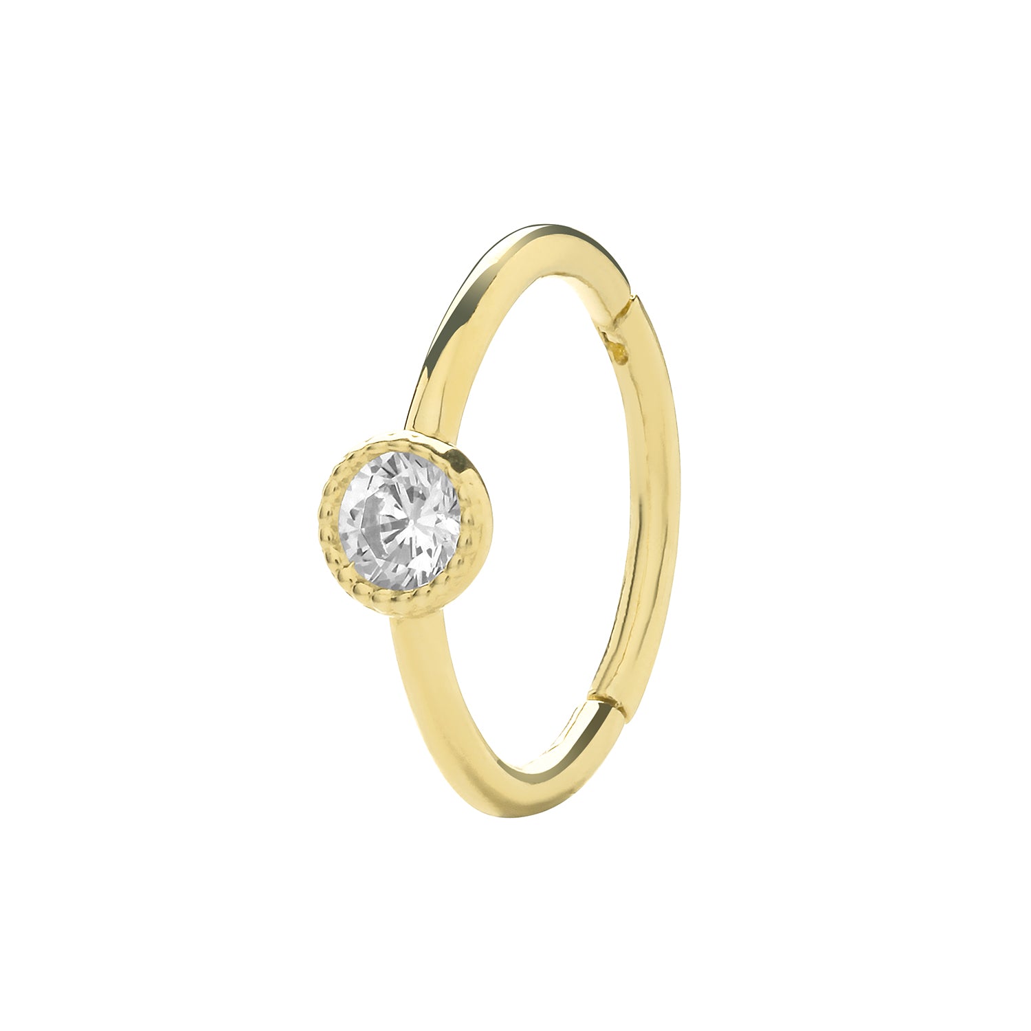 9CT YEL GOLD  CZ  CARTILAGE HOOP EARRING