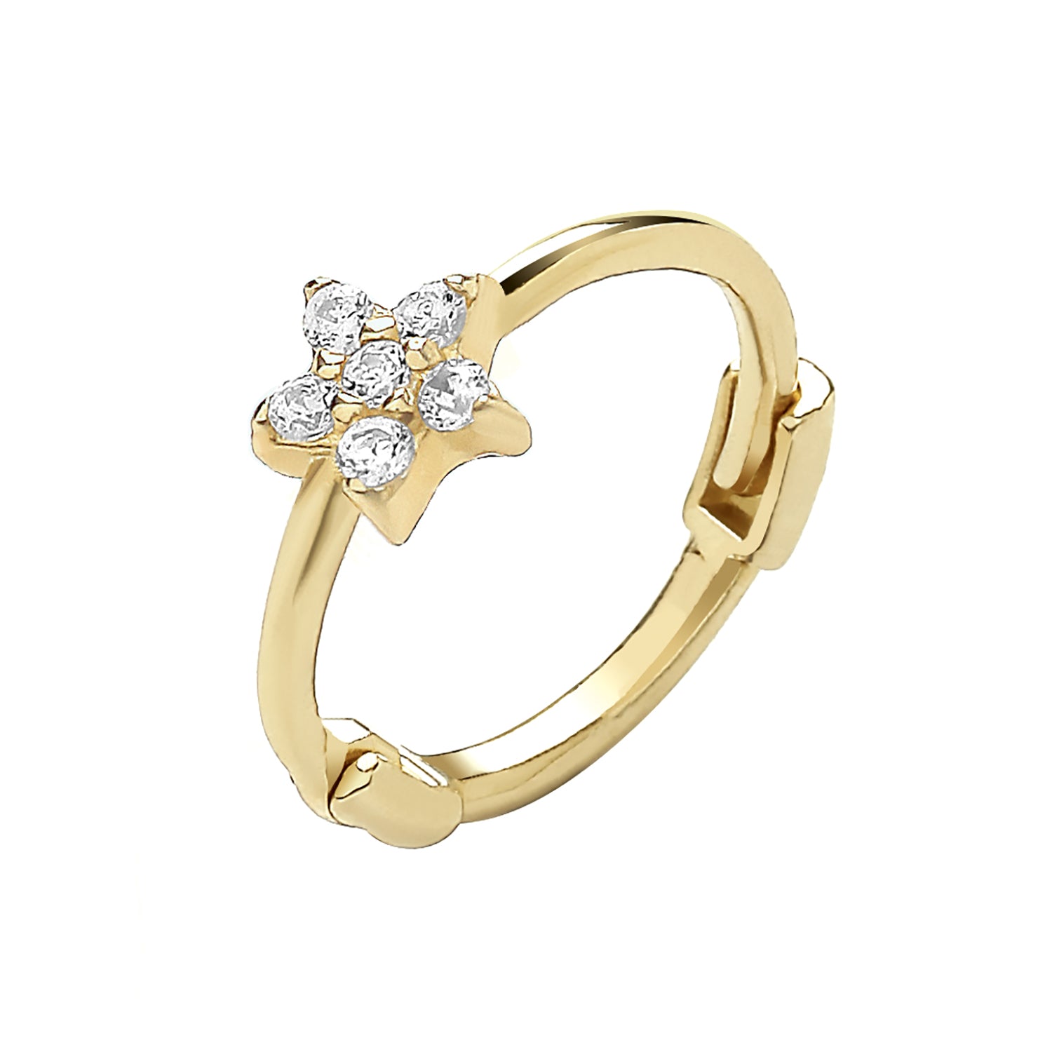 9CT YEL GOLD CZ FLOWER CARTILAGE HOOP