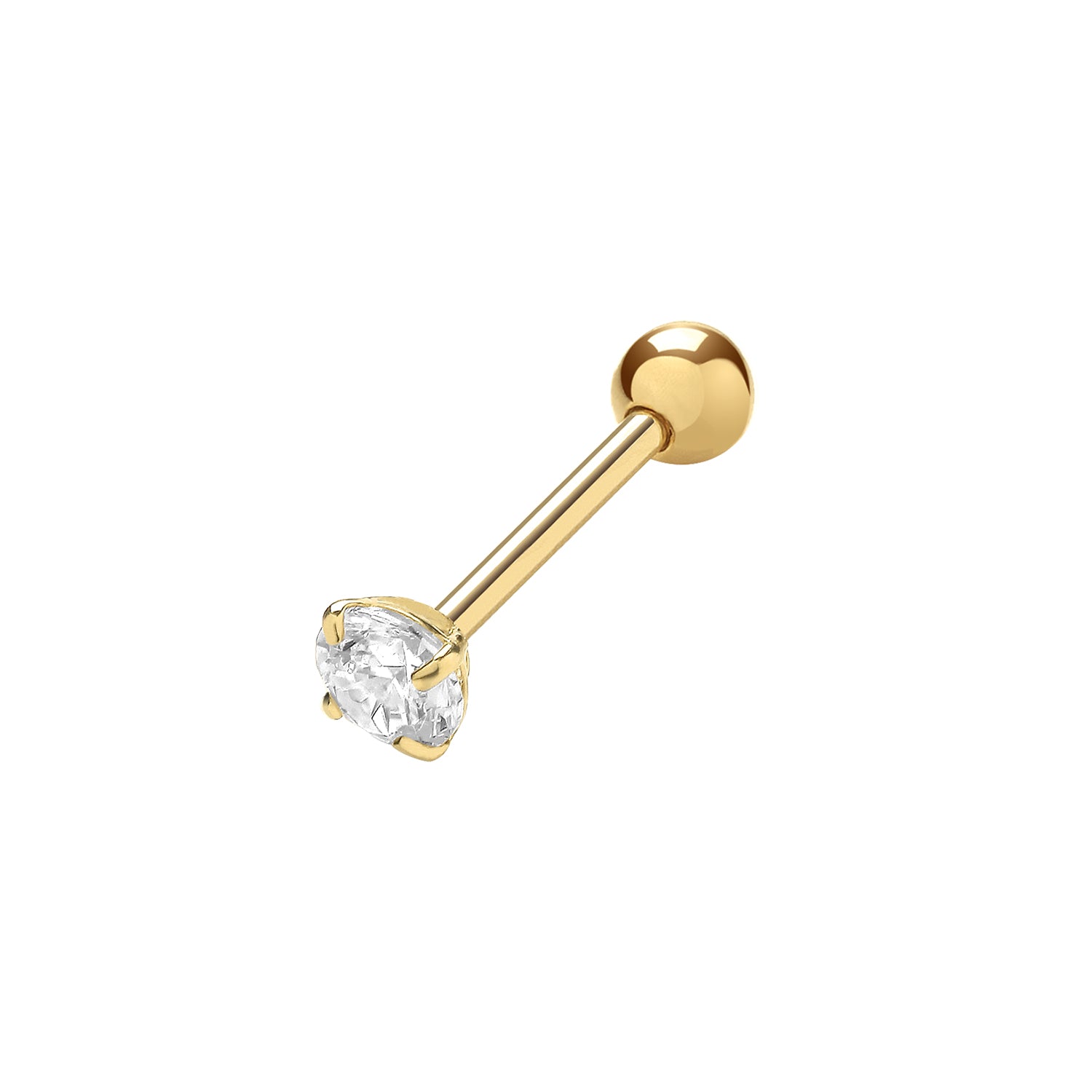 9CT YEL GOLD 3MM CZ CARTILAGE STUDS