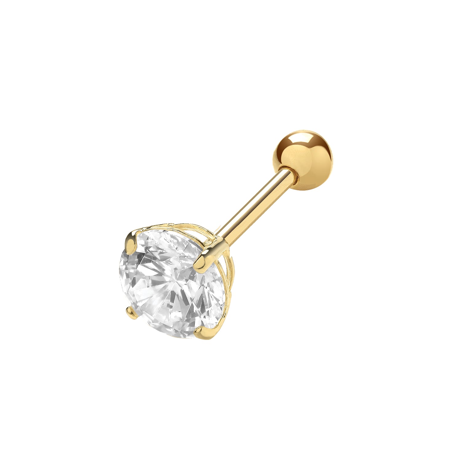 9CT YEL GOLD 5MM CZ CARTILAGE STUDS