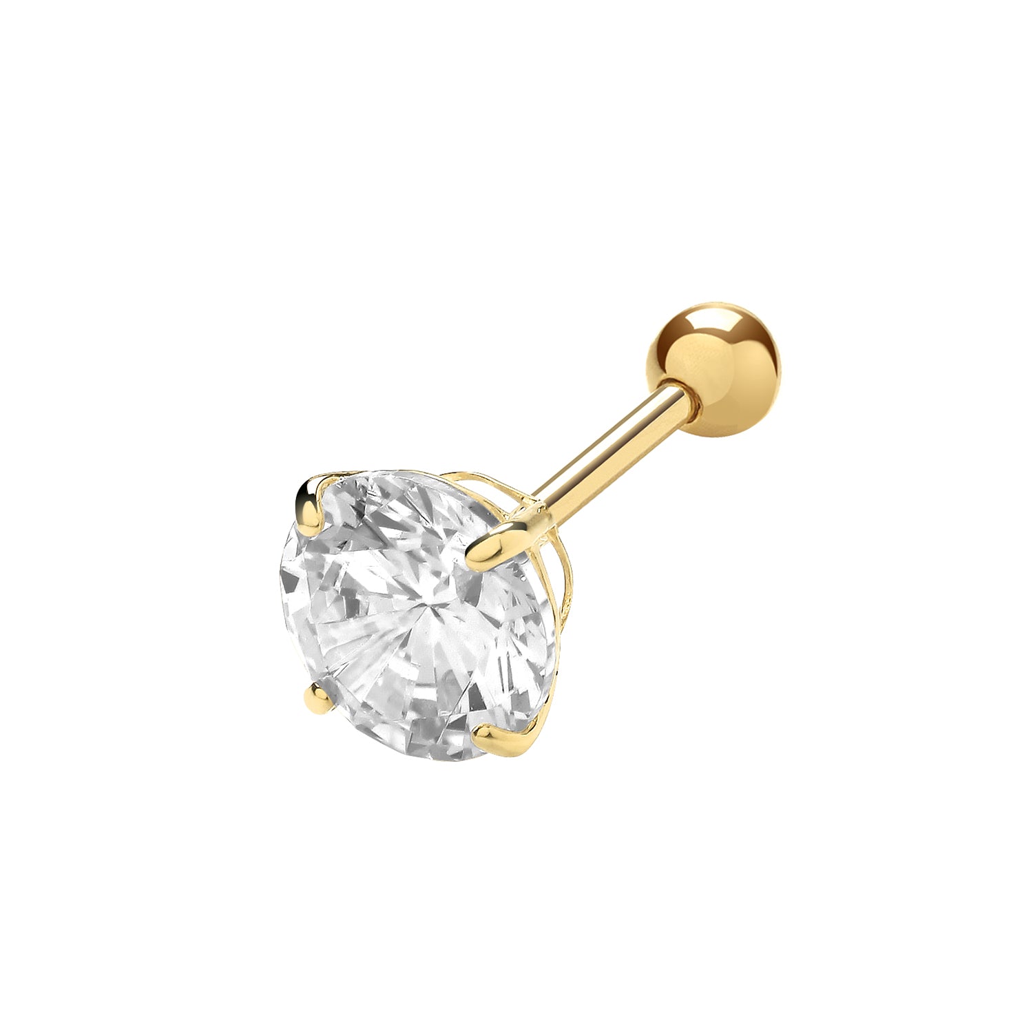9CT YEL GOLD 6MM CZ CARTILAGE STUDS