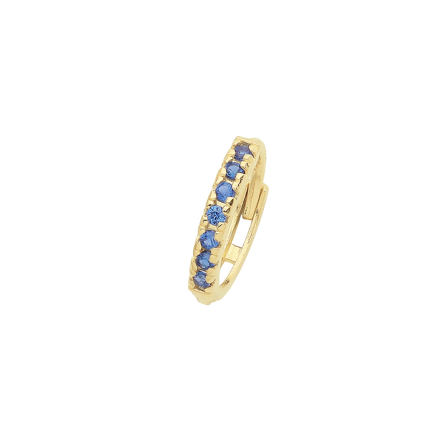 9CT YEL GOLD SAPPHIRE BLUE CZ SINGLE CARTILAGE HUGGIES 9MM