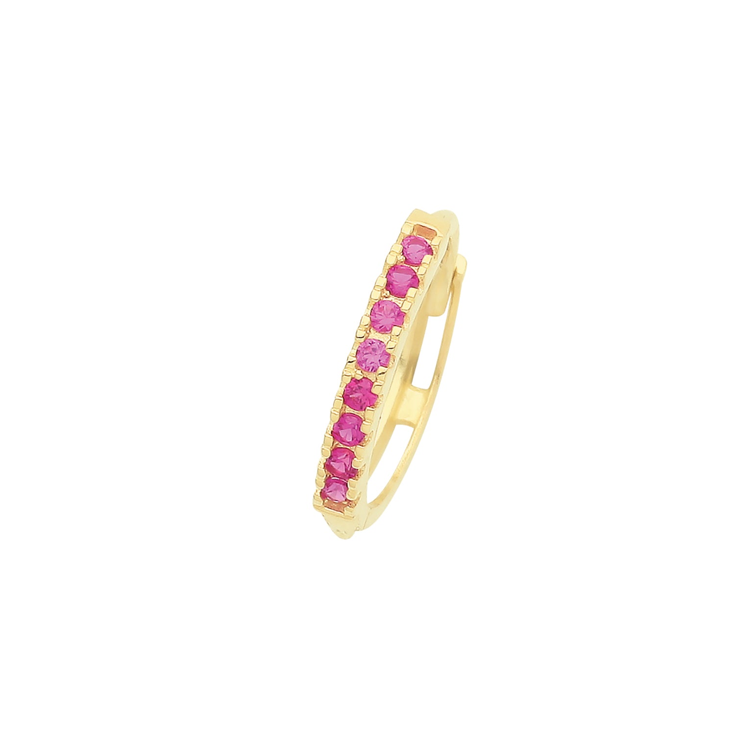 9CT YEL GOLD RUBY RED CZ SINGLE CARTILAGE HUGGIES 11MM