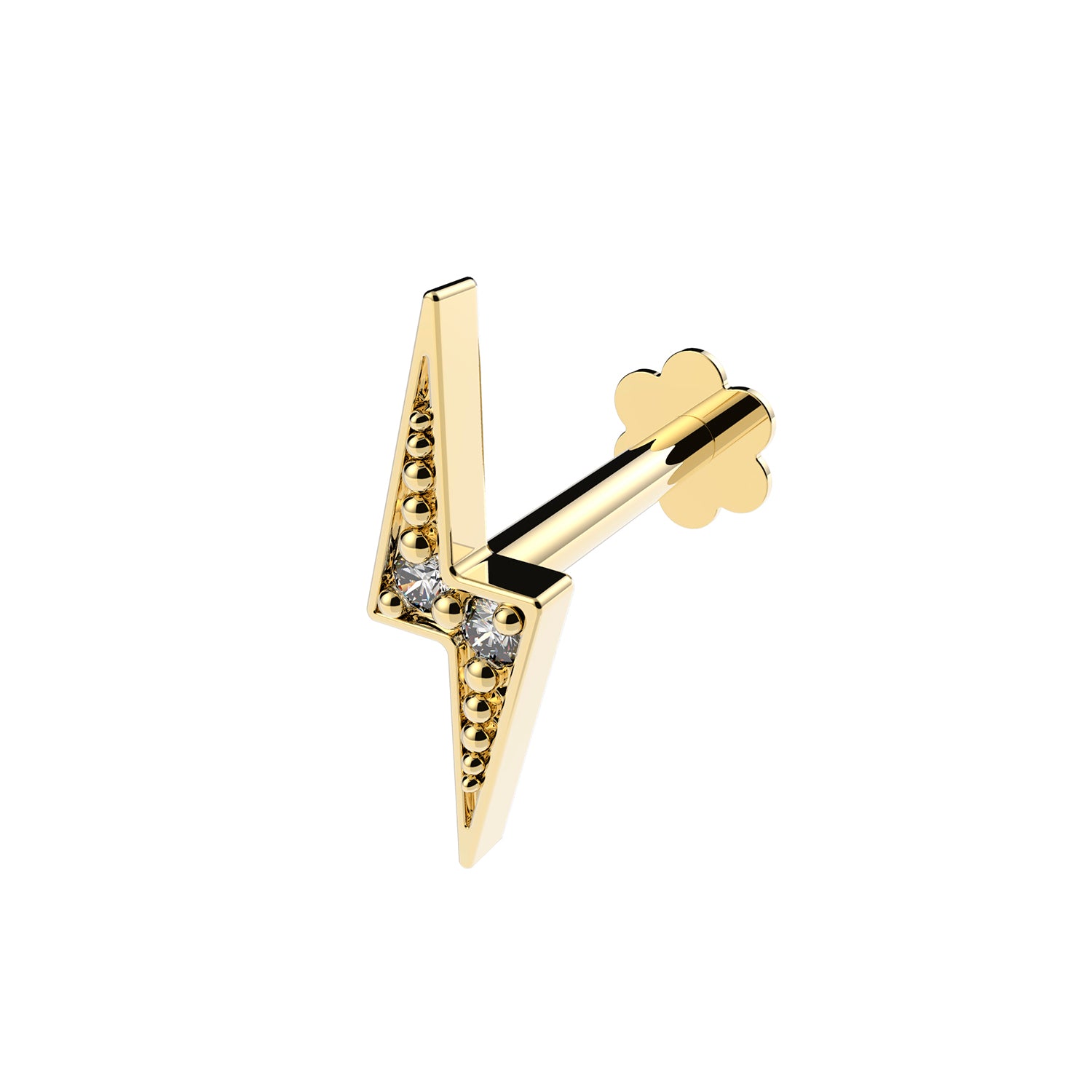 9CT YEL GOLD CZ LIGHTNING BOLT CARTILAGE LABRET