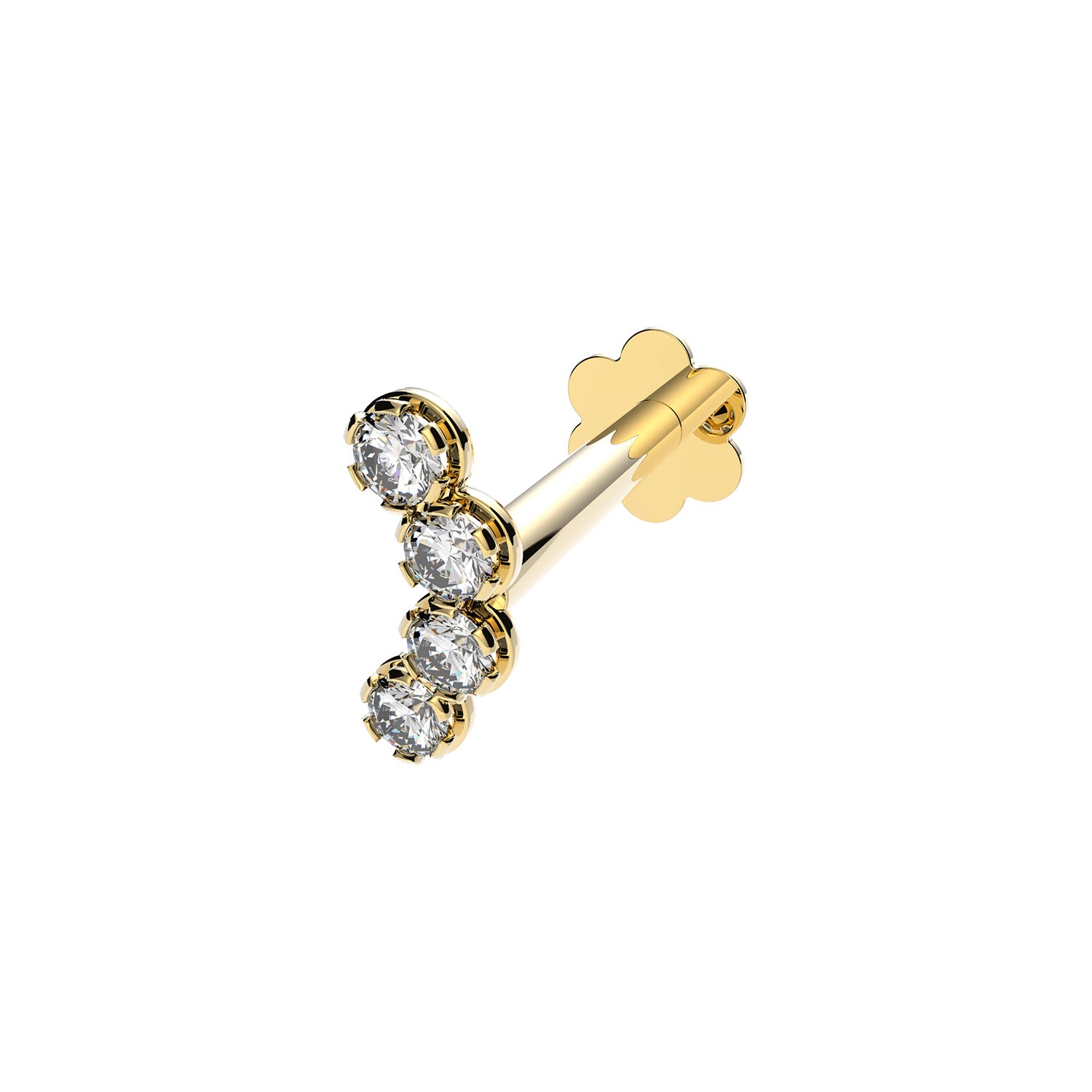 9CT YEL GOLD CURVED CZ BAR CARTILAGE LABRET