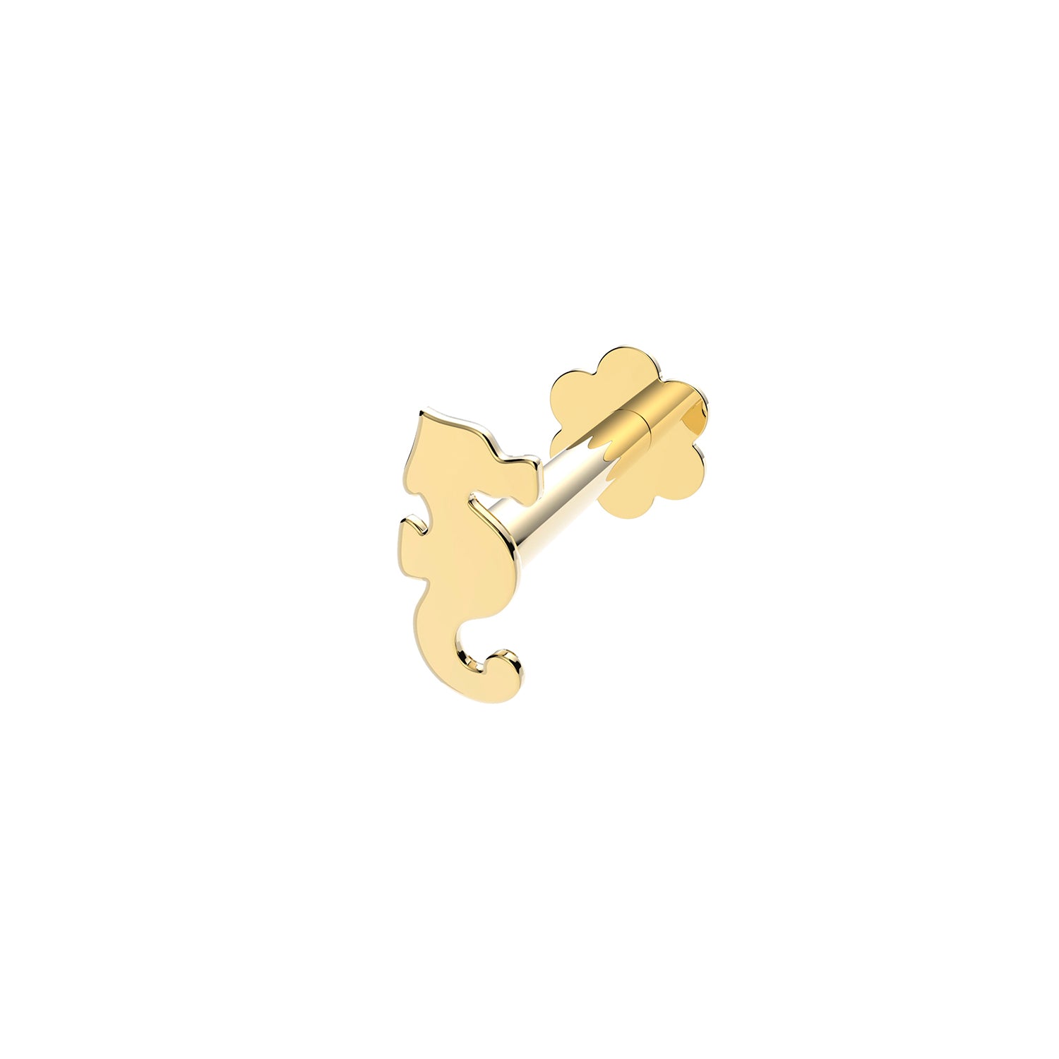 9CT YEL GOLD PLAIN SEAHORSE CARTILAGE LABRET