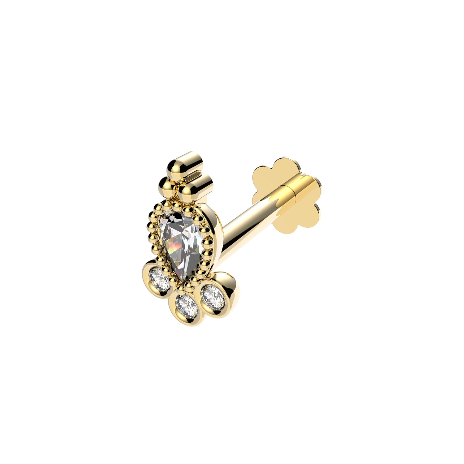 9CT YEL GOLD CZ CARTILAGE LABRET