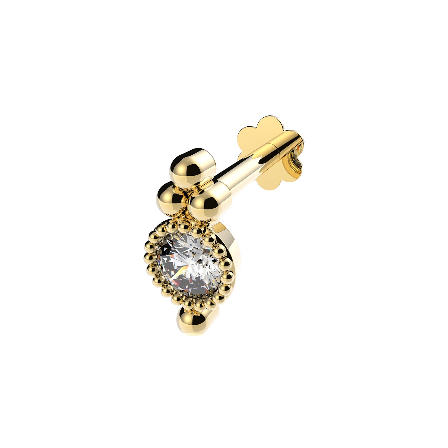 9CT YEL GOLD WHITE CZ CARTILAGE LABRET