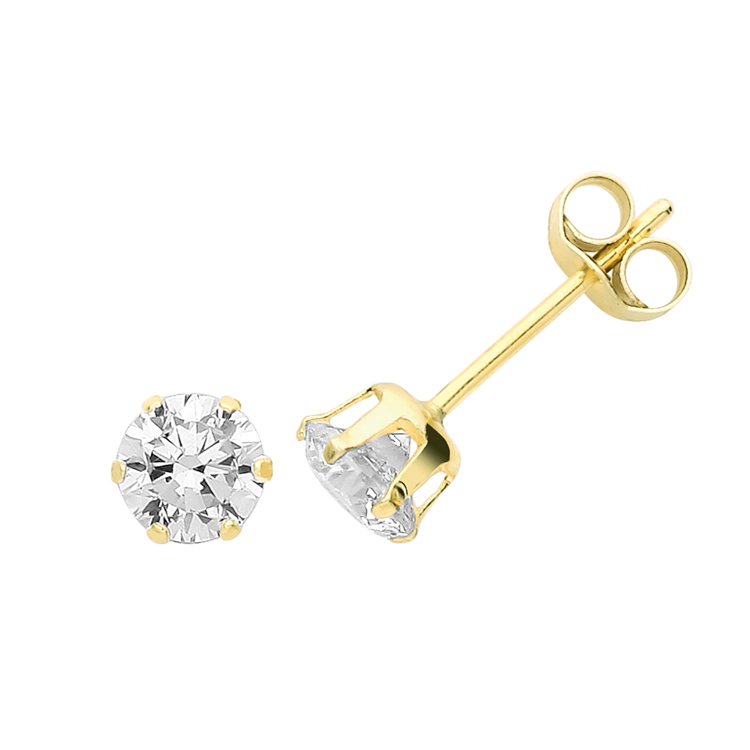 9CT YEL GOLD 4MM CZ STUD EARRINGS