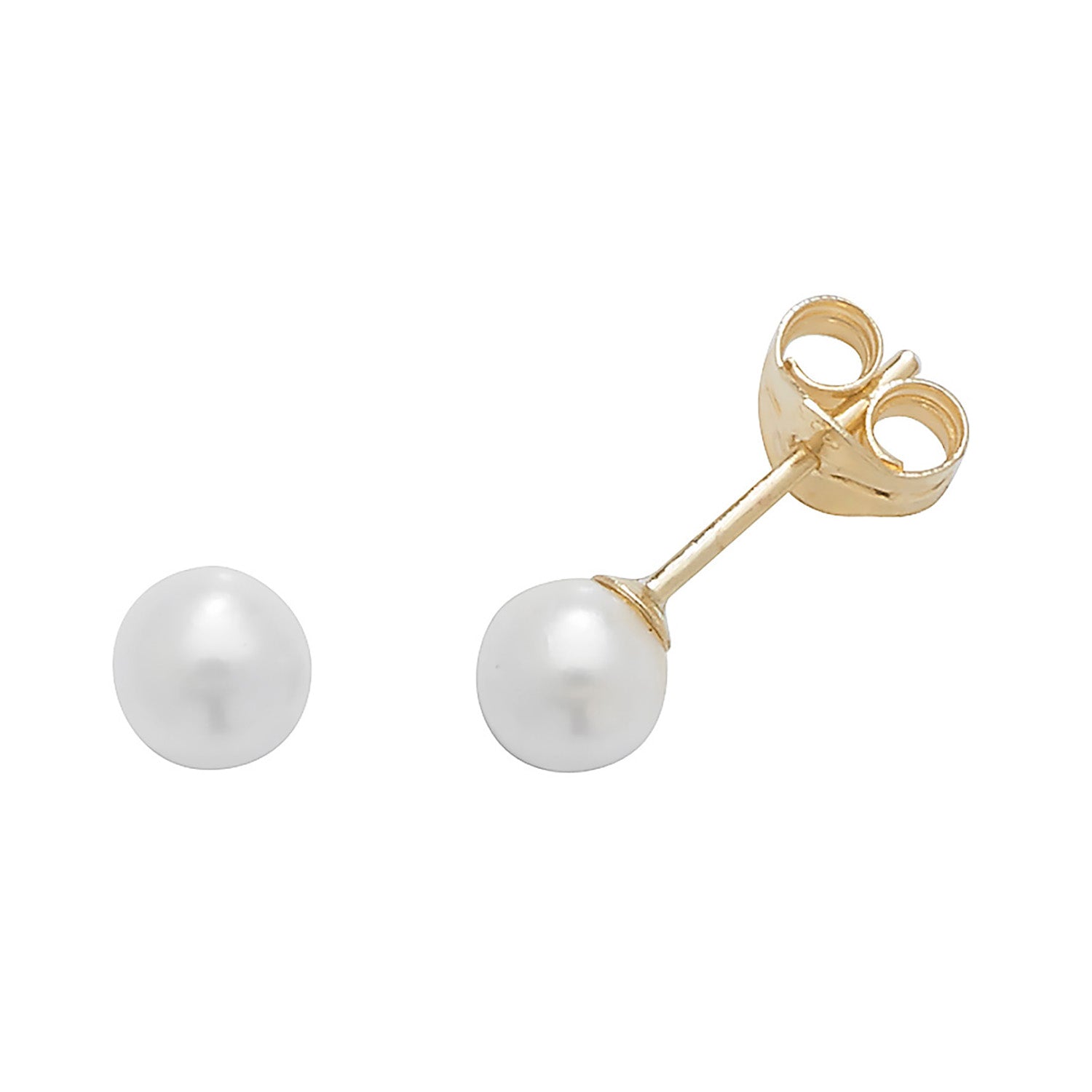 9CT YEL GOLD 4MM PEARL STUD EARRINGS