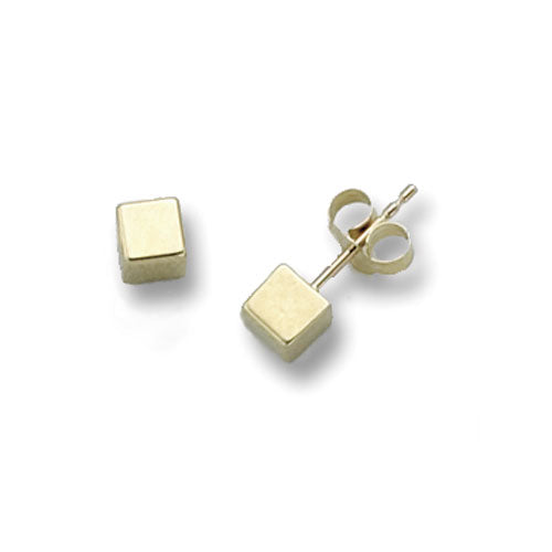 9CT YEL CUBE STUD EARRINGS