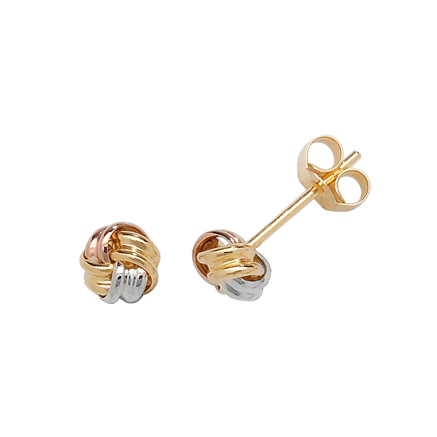 9CT GOLD TRICOLOUR KNOT STUDS