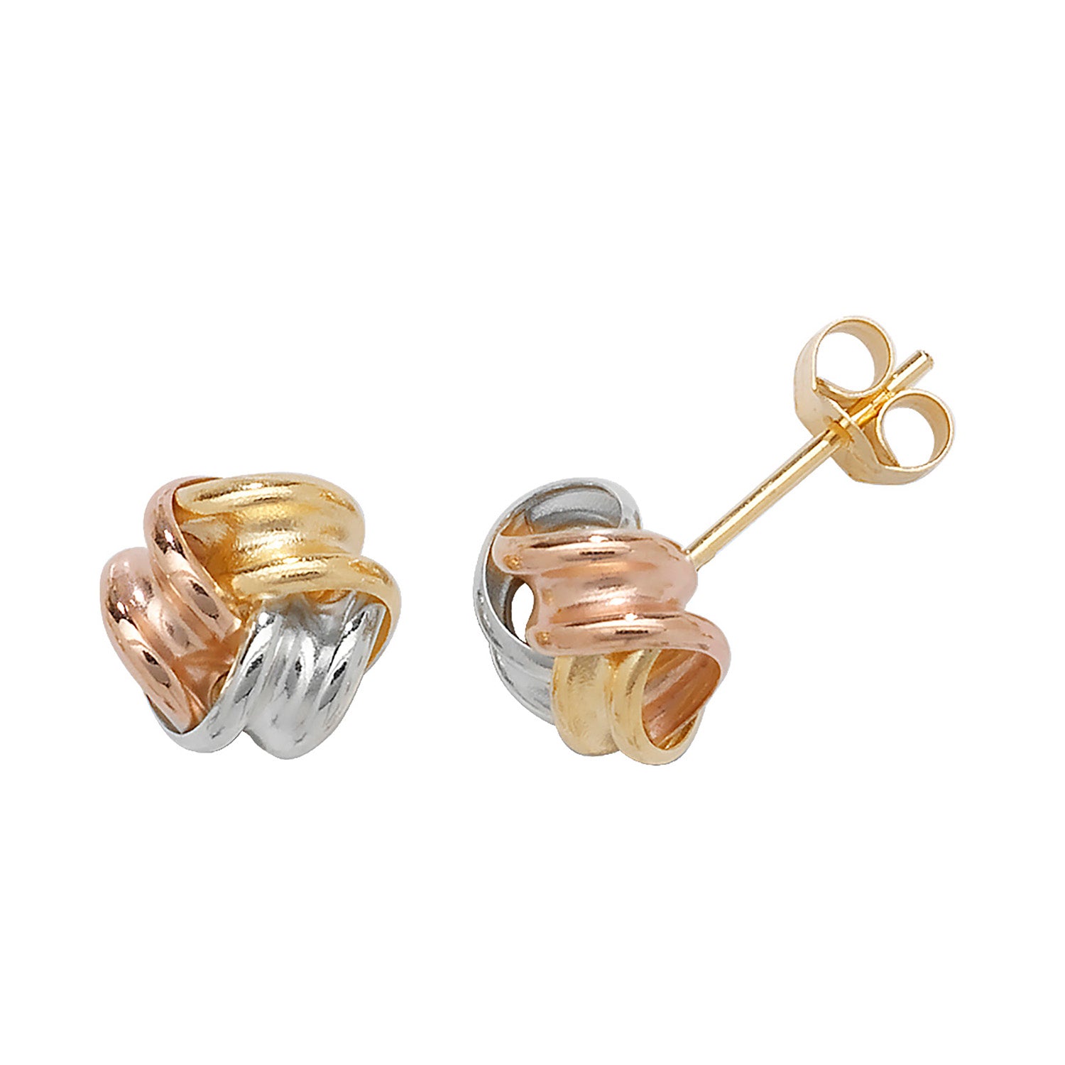 9CT GOLD TRICOLOUR KNOT STUDS