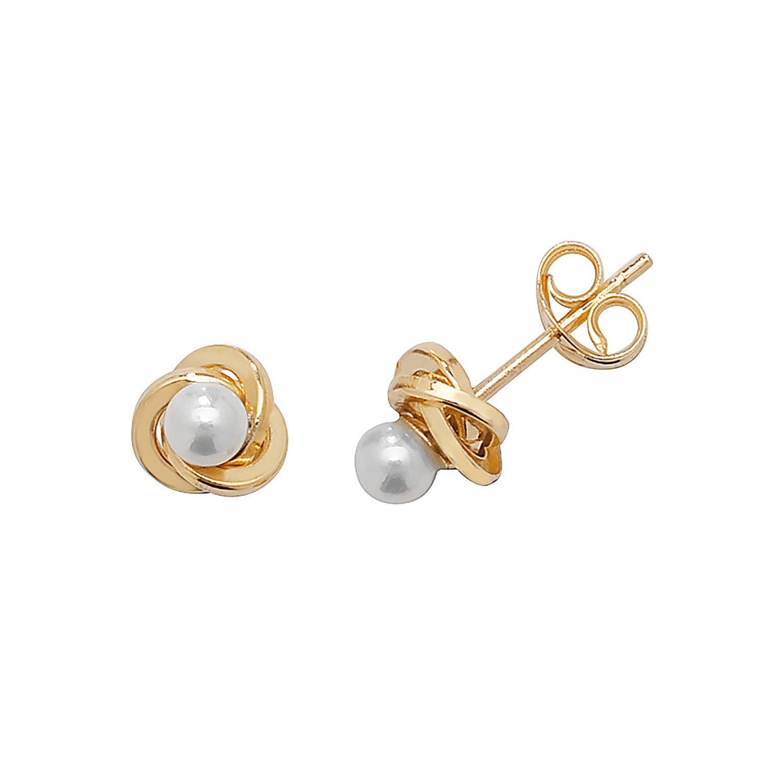 9CT YEL GOLD PEARL ORBITAL STUD EARRINGS