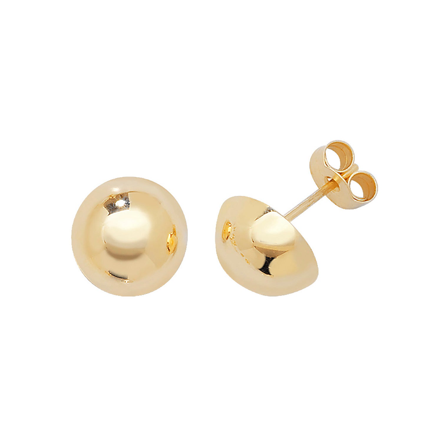 9CT YEL GOLD 9MM DOME STUD EARRINGS