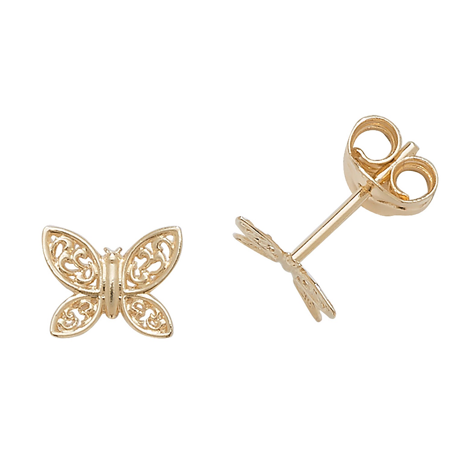 9CT YEL GOLD BUTTERFLY STUD EARRINGS
