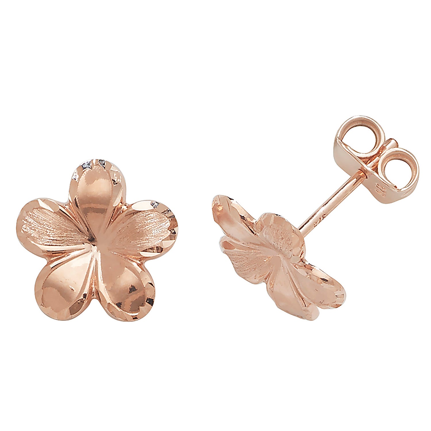 9CT ROSE GOLD FLOWER STUD EARRINGS