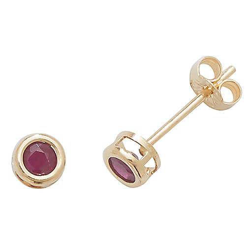 9CT YEL GOLD RUBY STUD EARRINGS