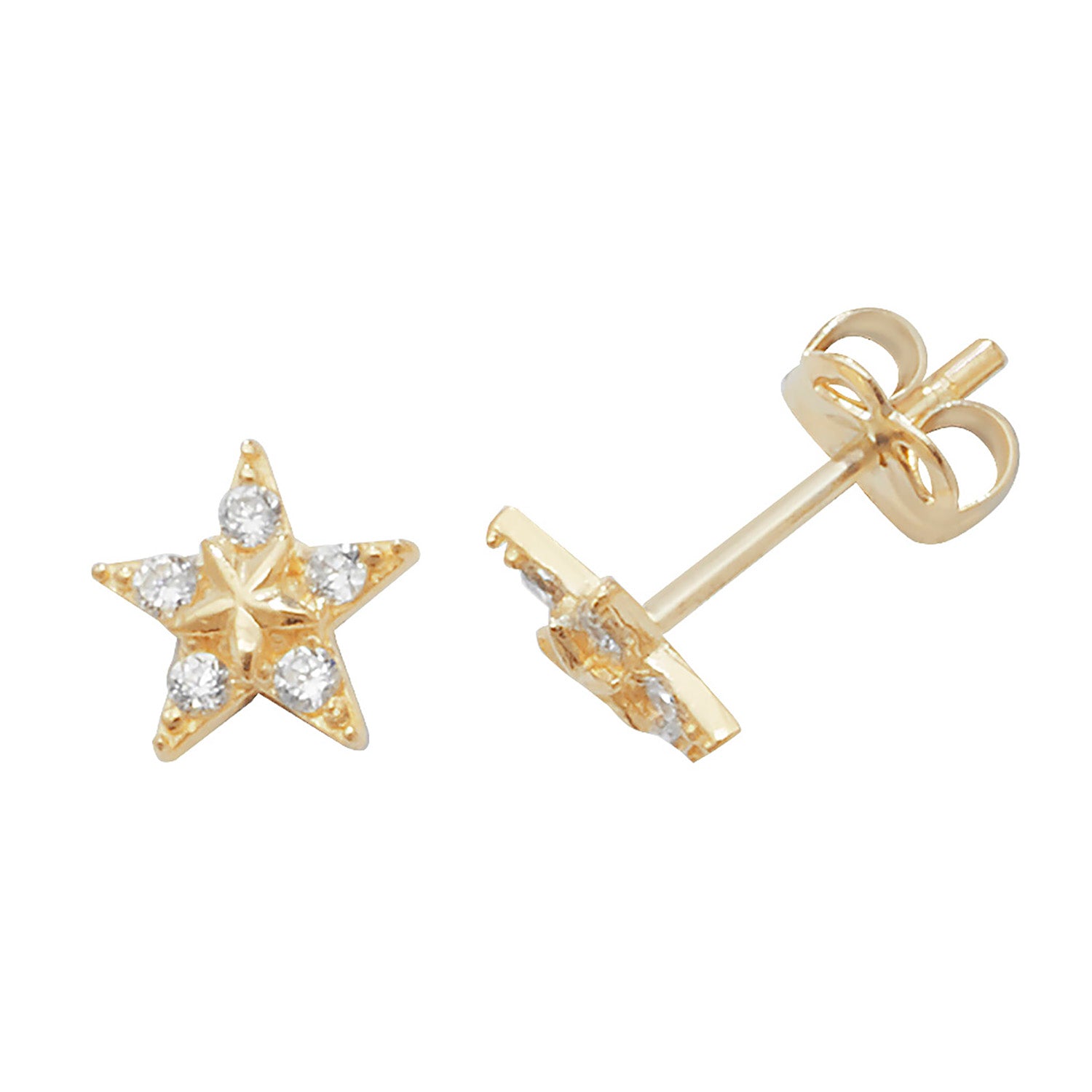 9CT YEL GOLD CZ FISHSTAR STUD EARRINGS