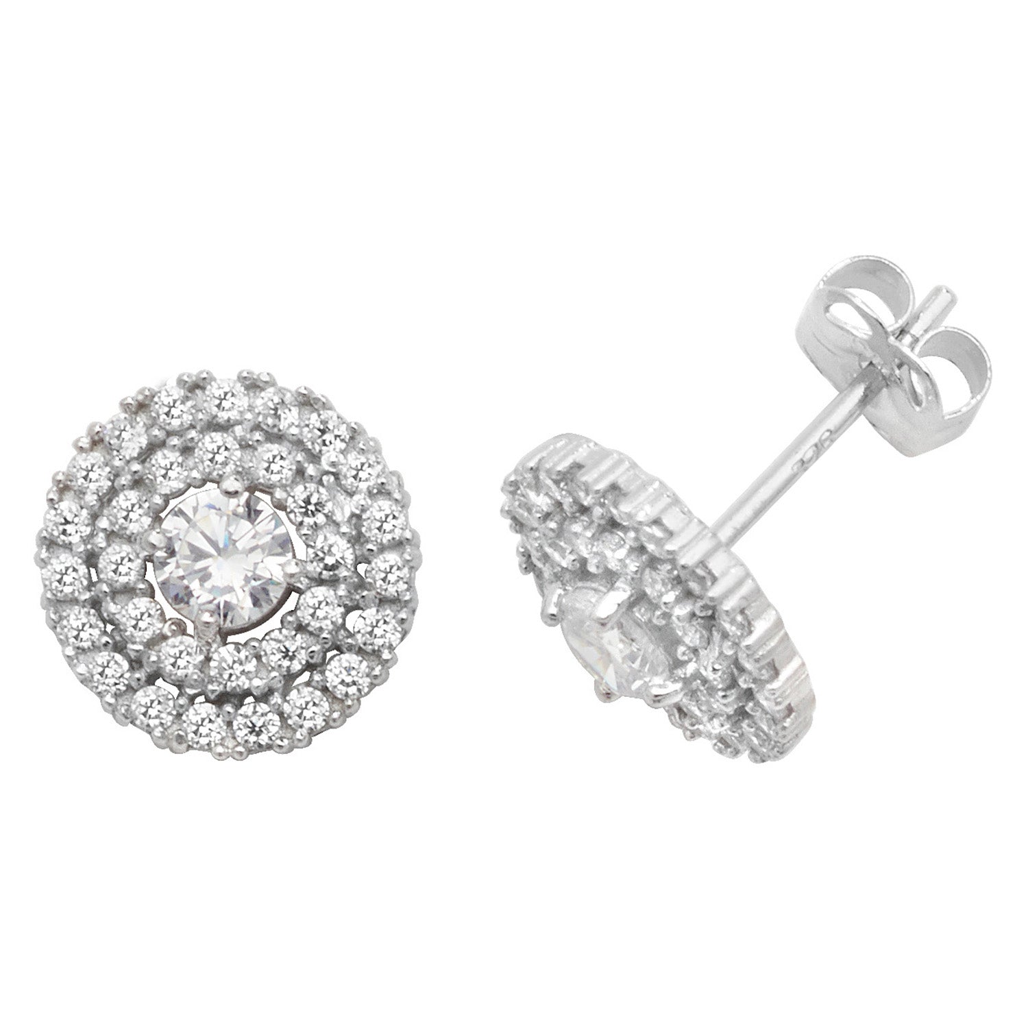 9CT WHT GOLD CZ ROUND STUD EARRINGS