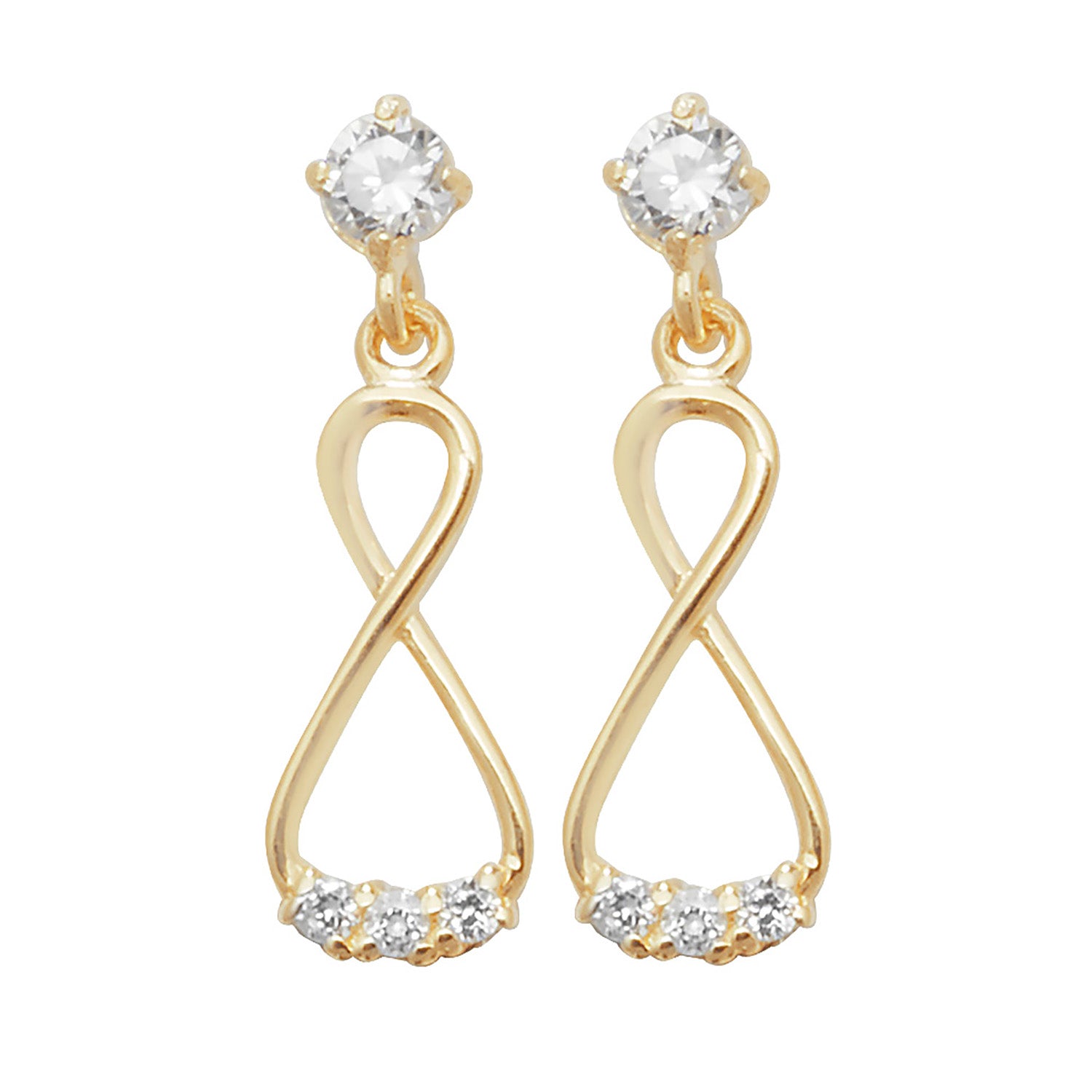 9CT YEL GOLD CZ INFINITY DROP EARRINGS