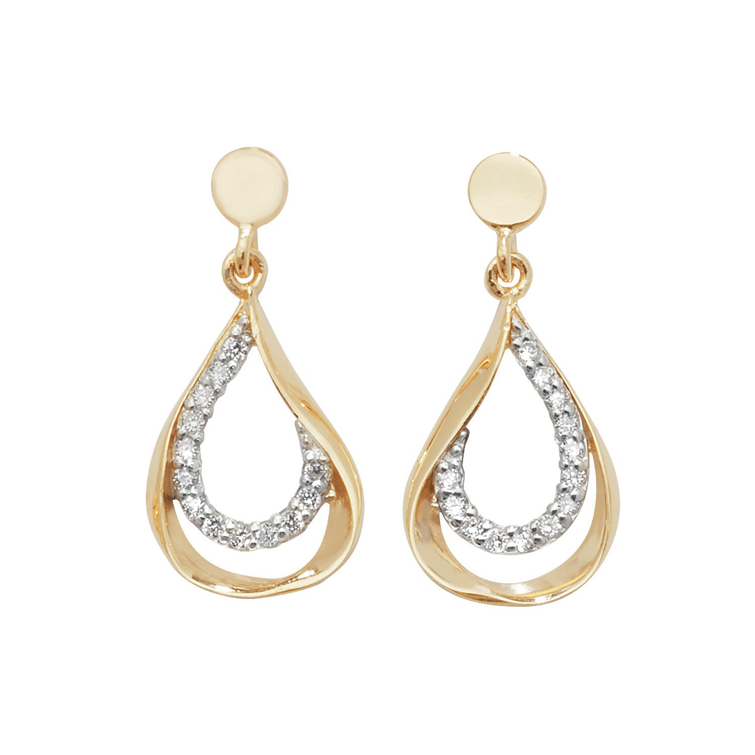 9CT YEL GOLD CZ DROP EARRINGS