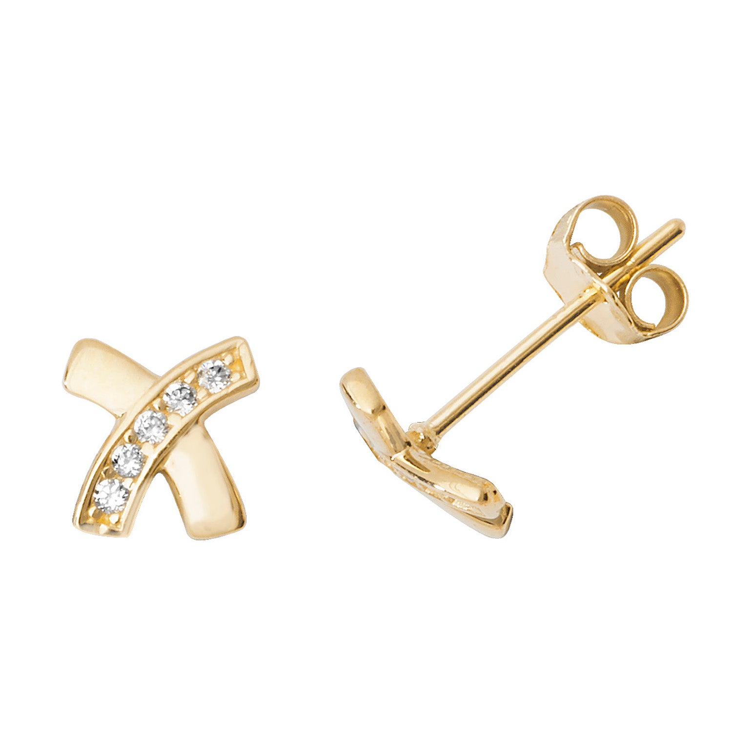 9CT YEL GOLD CZ X STUD EARRINGS