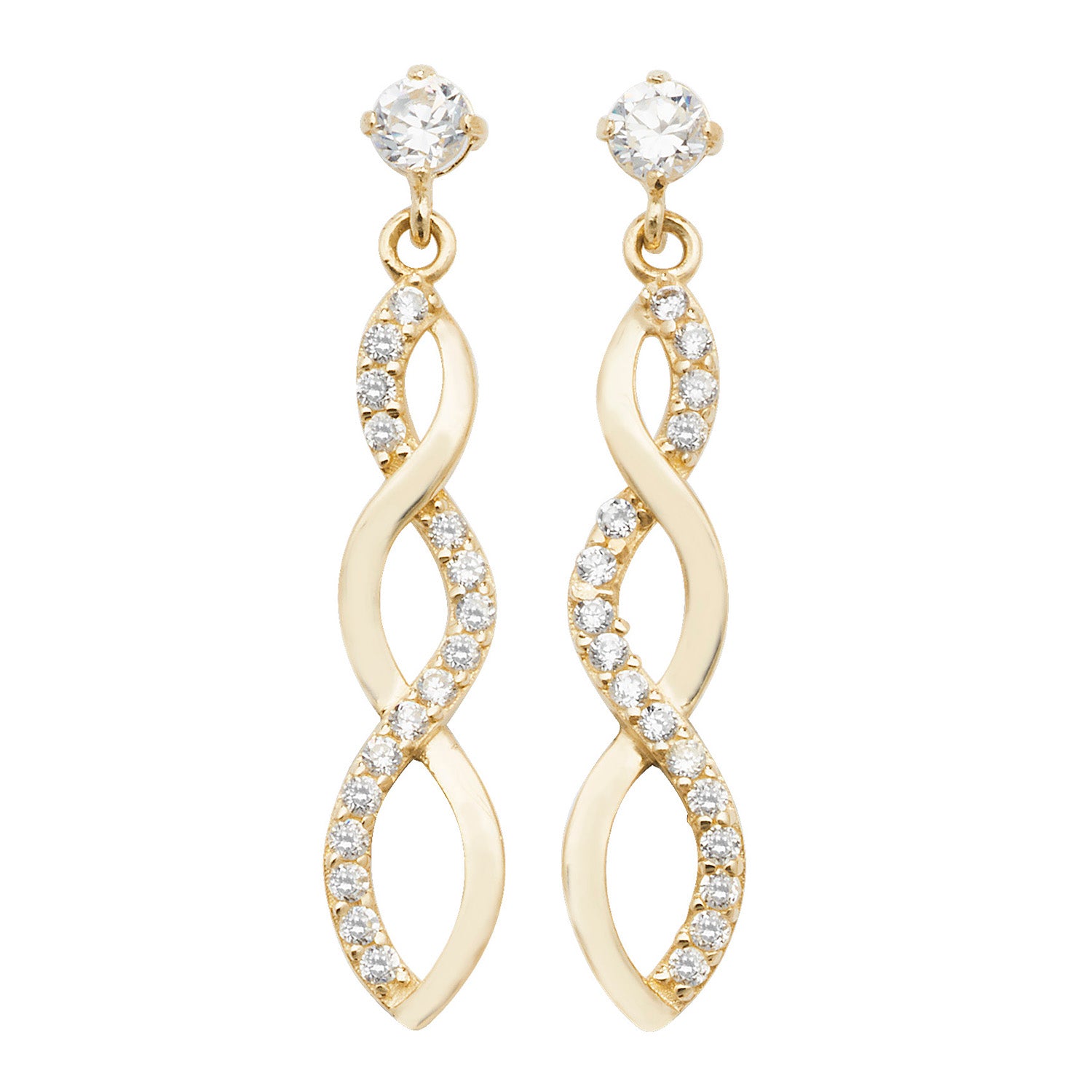 9CT YEL GOLD CZ EXTENDED INFINITY DROP EARRINGS