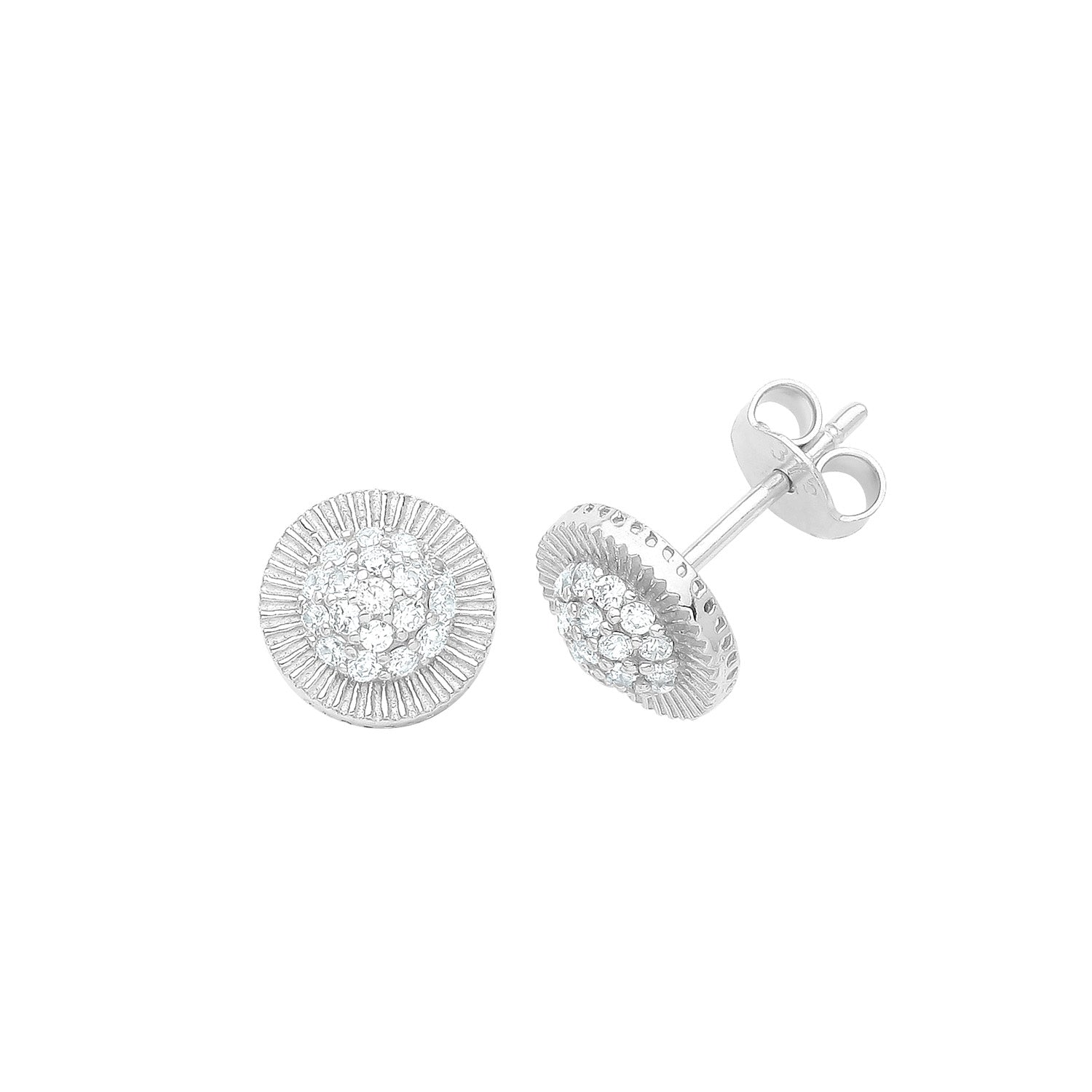 9CT WHITE GOLD ROUND CZ STUD EARRINGS