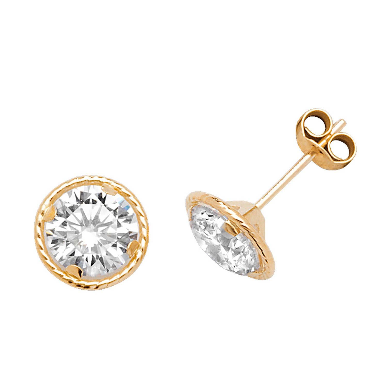9CT YEL GOLD ROUND CZ STUD EARRINGS