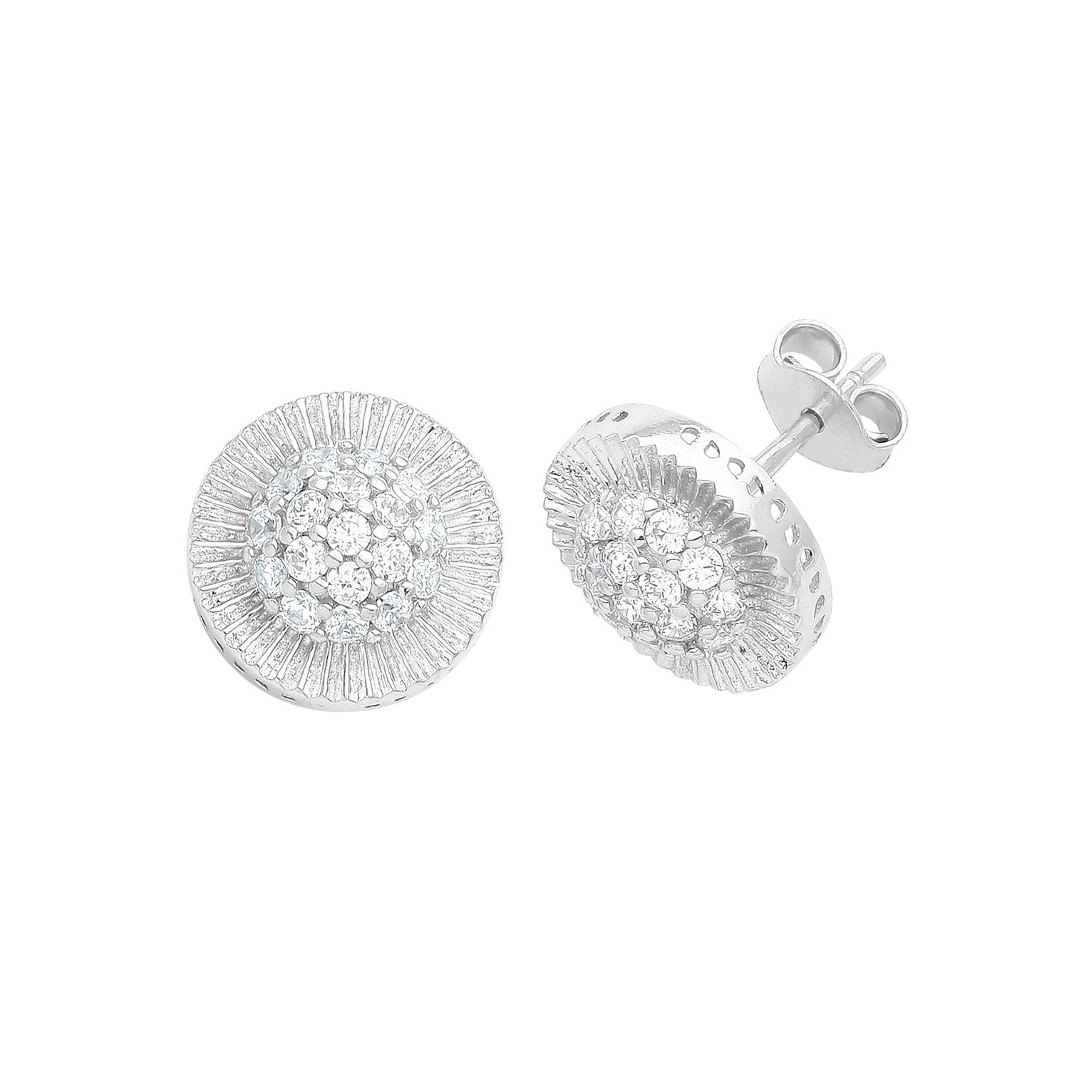 9CT WHITE GOLD ROUND CZ STUD EARRINGS