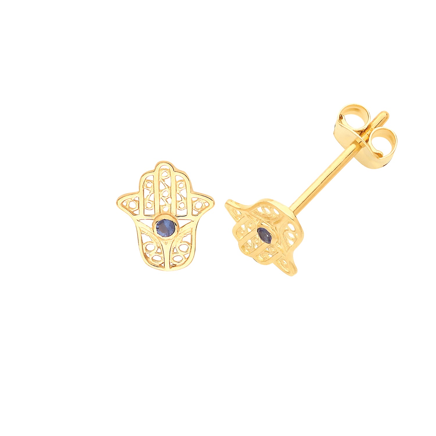 9CT YEL GOLD SAP HAMSA STUDS