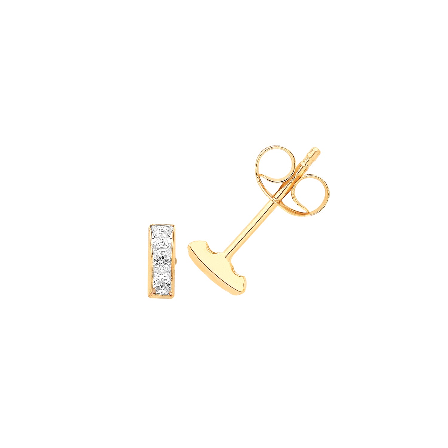 9CT YEL GOLD CZ BAR STUDS