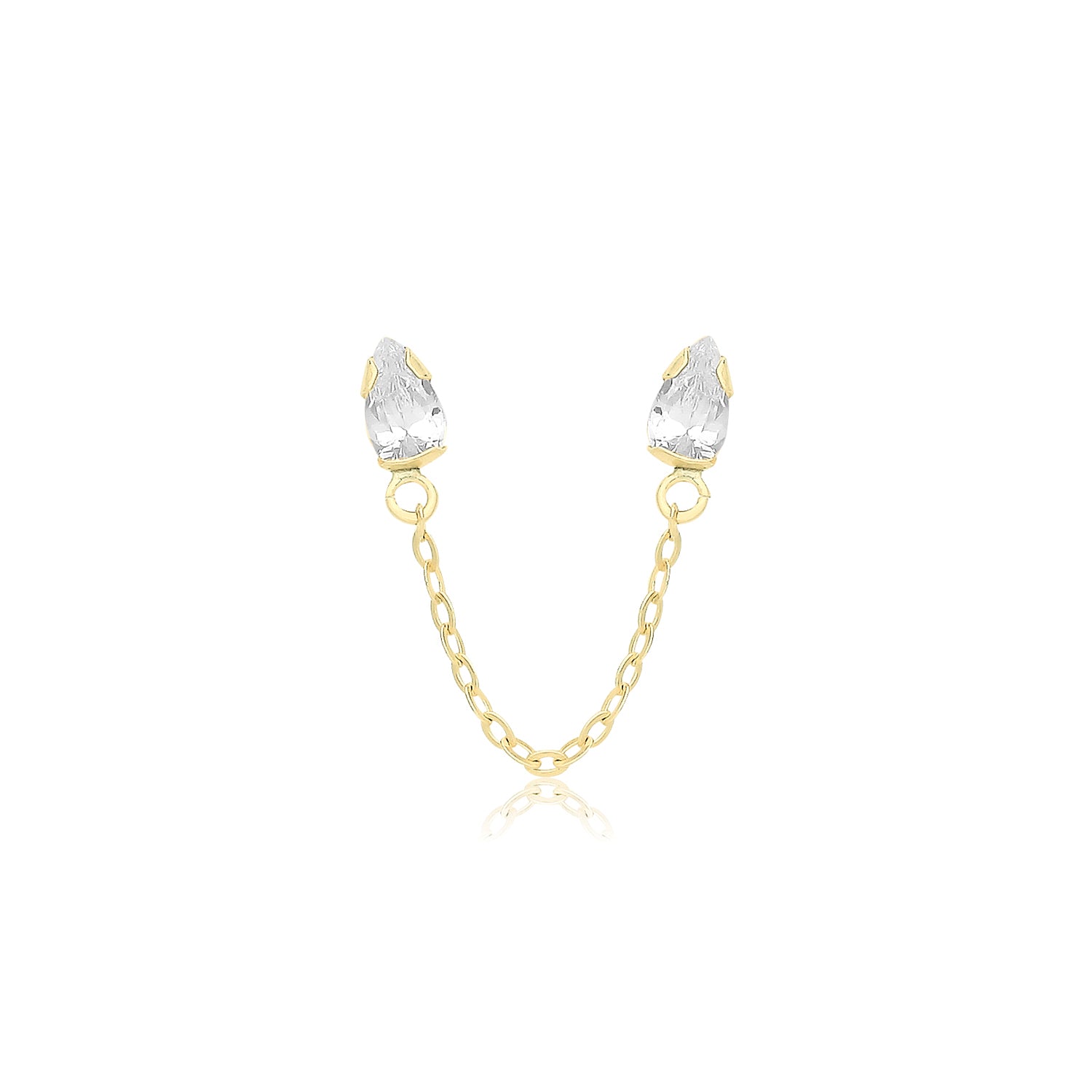 9CT YEL GOLD CZ STUDS WITH CONNECTING CHAIN