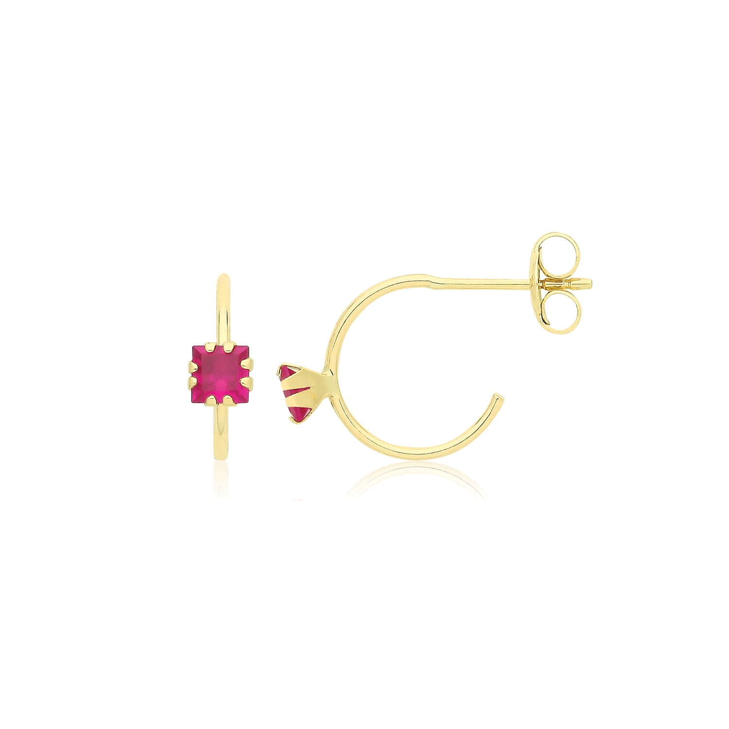 9CT YEL GOLD COLOURED SINGLE CZ HALF HOOP STUDS
