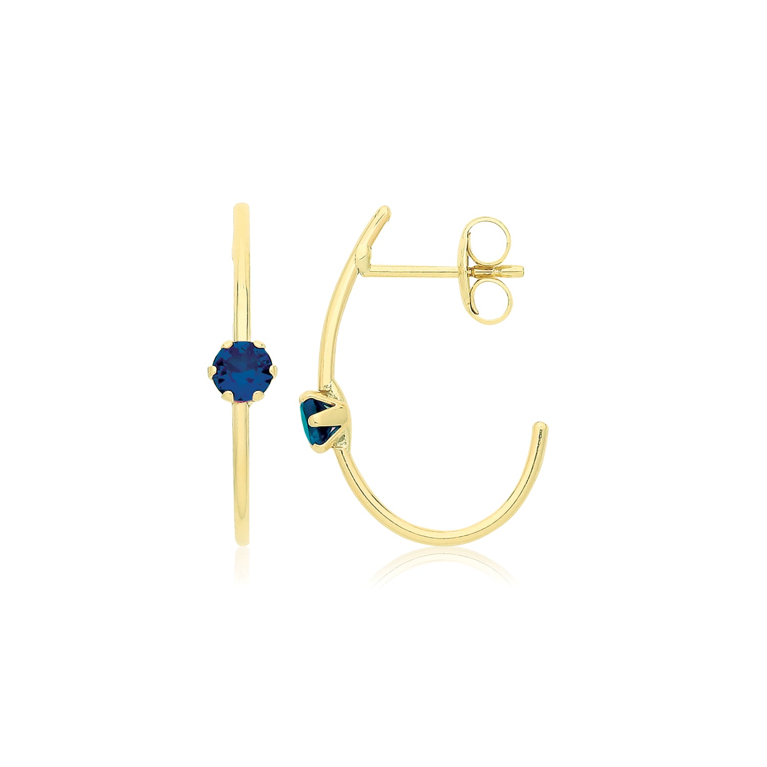 9CT YEL GOLD COLOURED SINGLE CZ HALF HOOP OVAL STUDS