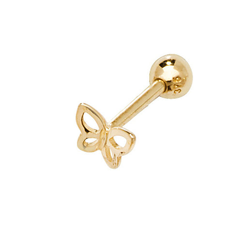 9CT YEL GOLD BUTTERFLY CARTILAGE 8.5MM POST STUD