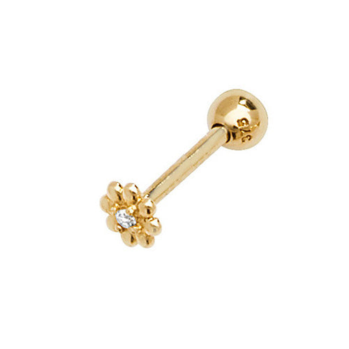 9CT YEL GOLD CZ DAISY CARTILAGE 8.5MM POST STUD