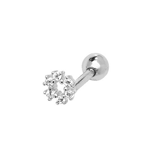 9CT WHT GOLD CZ OPEN CIRCLE CARTILAGE 6MM POST STUD