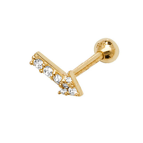 9CT YEL GOLD CZ ARROW CARTILAGE 8.5MM POST  STUD
