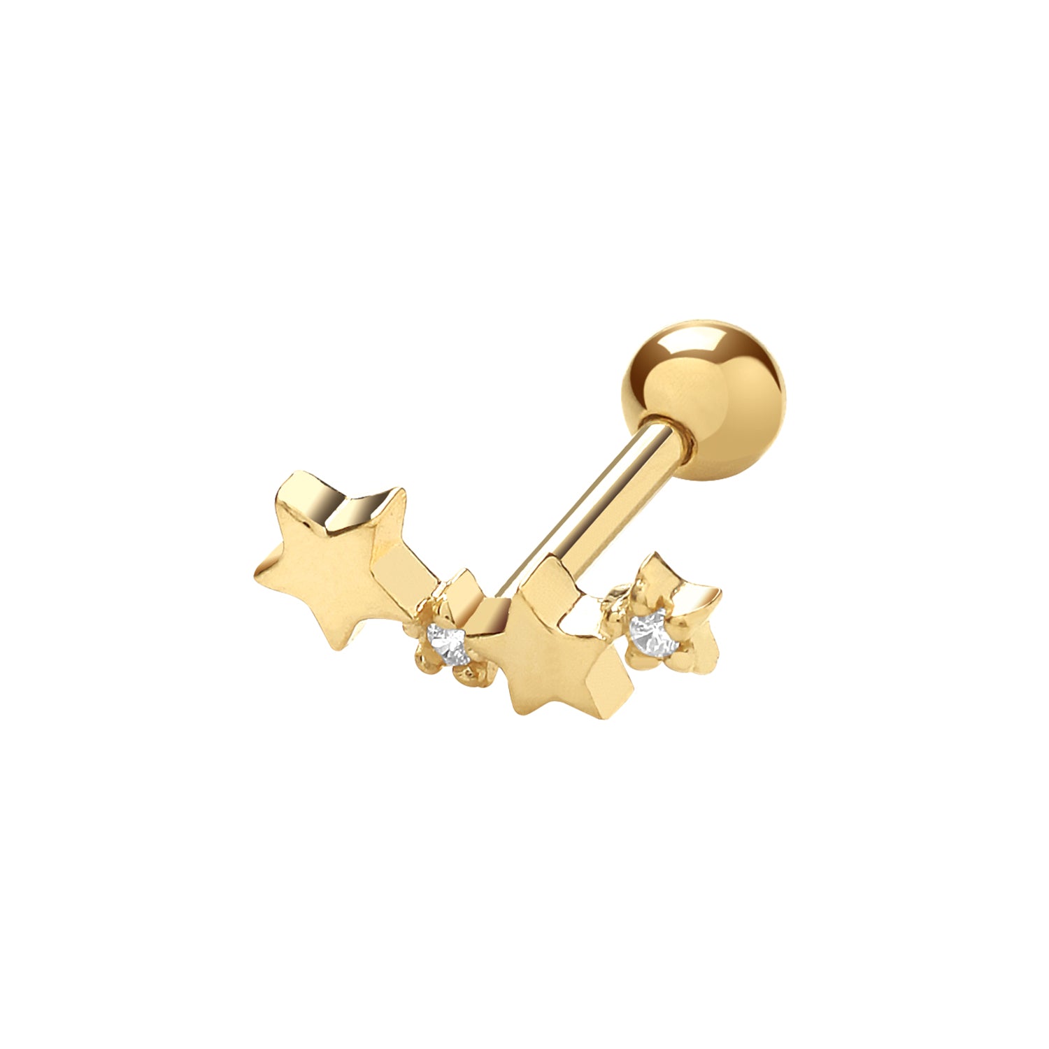 9CT YEL GOLD CZ CONSTELLATION  CARTILAGE 6MM POST STUD