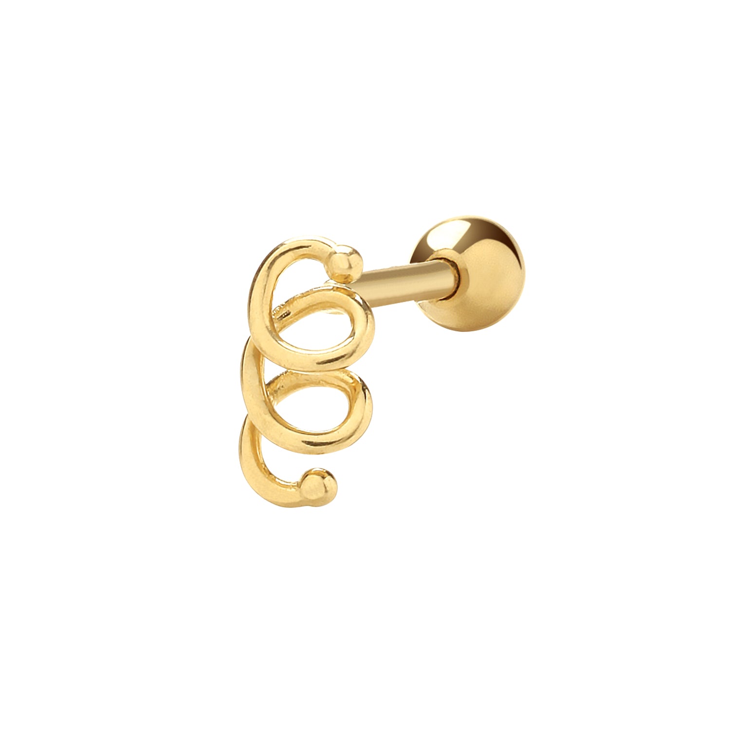 9CT YEL GOLD HELIX SHAPE CARTILAGE 6MM POST STUD