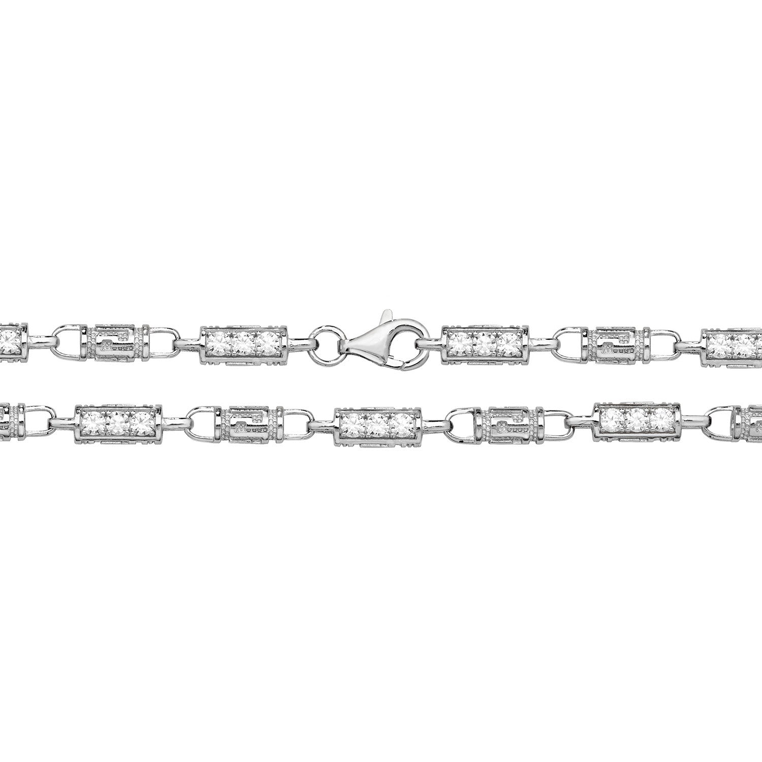SILVER CZ AND GREEK DESIGN CHAIN