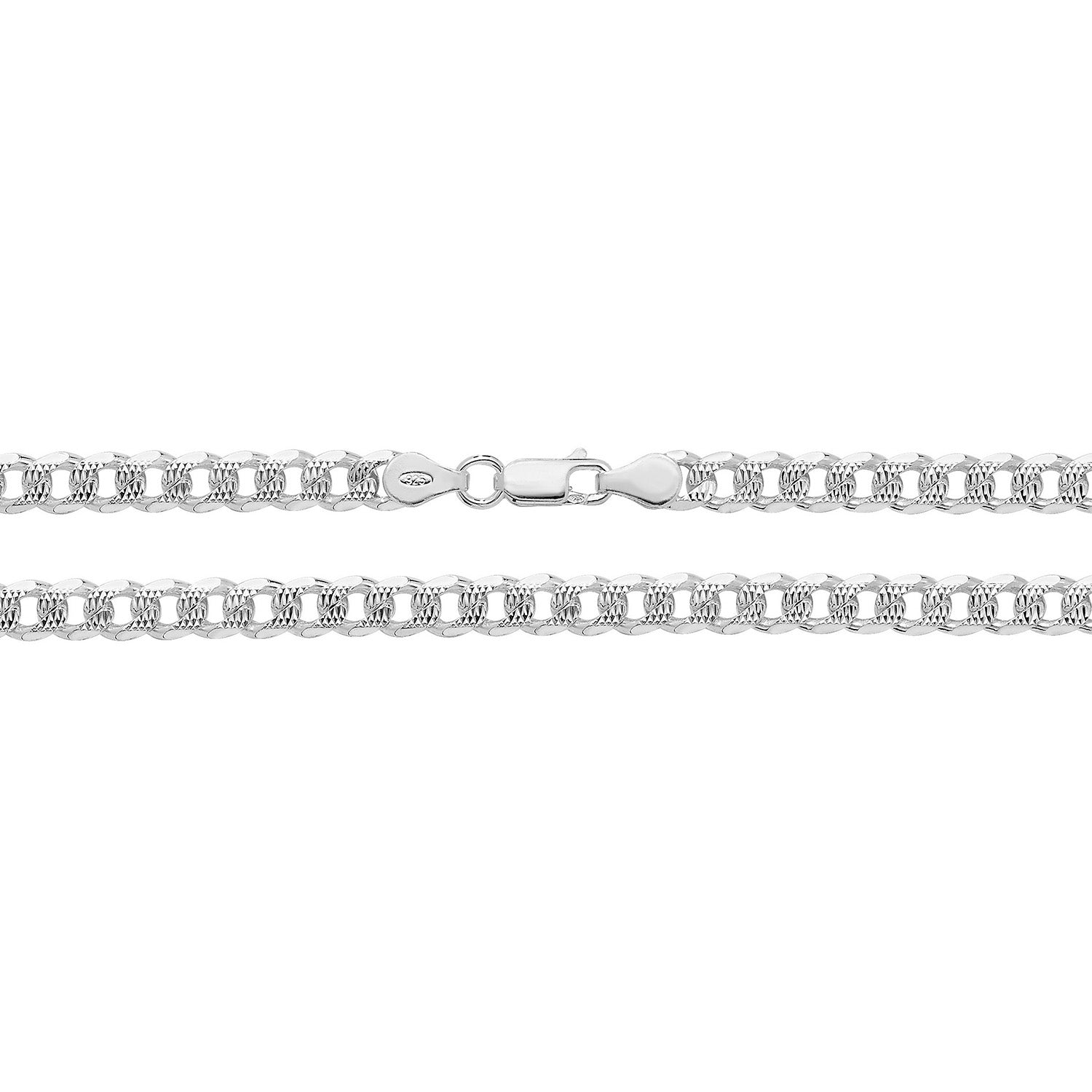SILVER CURB PAVE CHAIN
